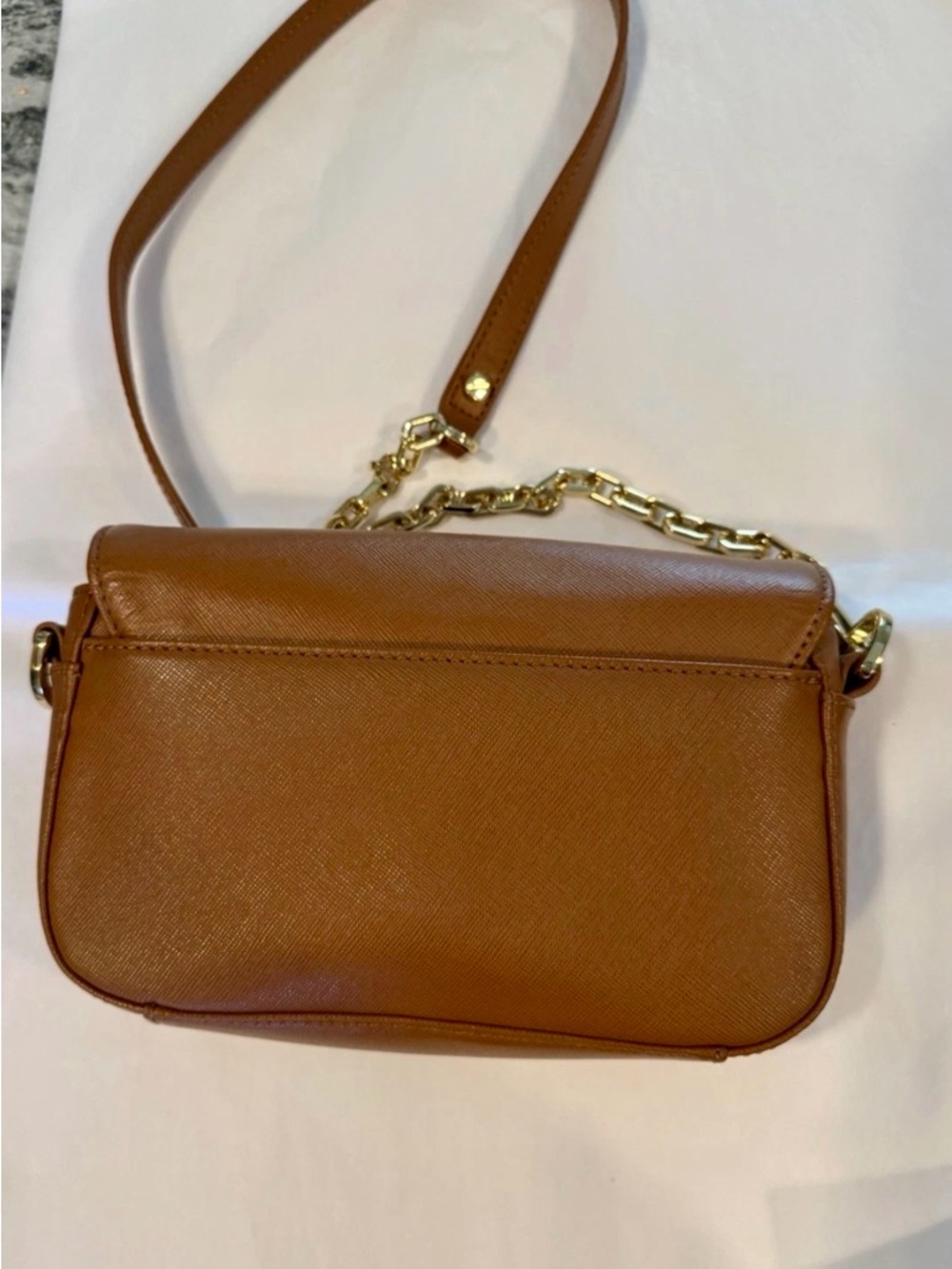 Tory Burch Tan Leather Crossbody with Gold Chain - Picture 5 of 7